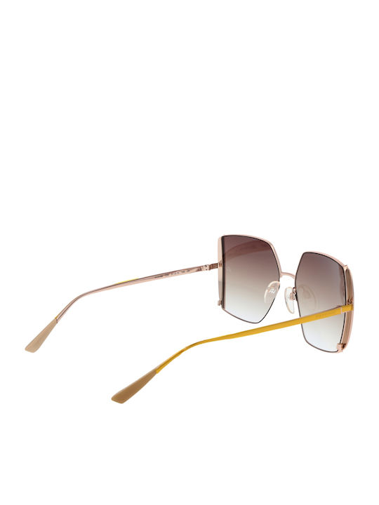Damen Sonnenbrille mit Rose Gold Metall Gestell und Braun Verlaufsfarbe Linse