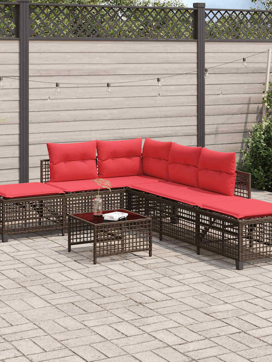 Outdoor Corner Sofa Rattan With Cushions 167x55x60cm