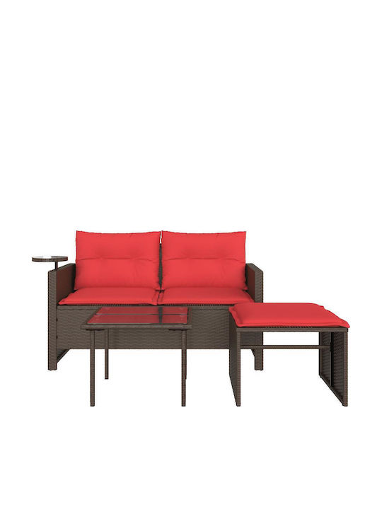 vidaXL Zweisitziges Outdoor-Sofa Rattan mit Kissen 55x55x38cm