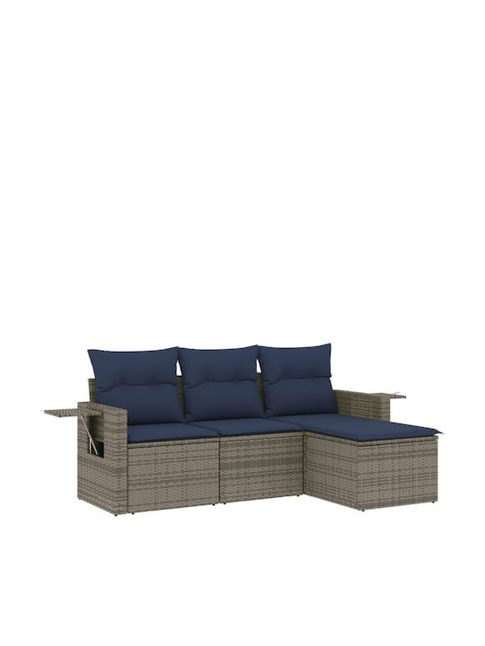 Ecksofa Outdoor Rattan mit Kissen 55x62x69cm