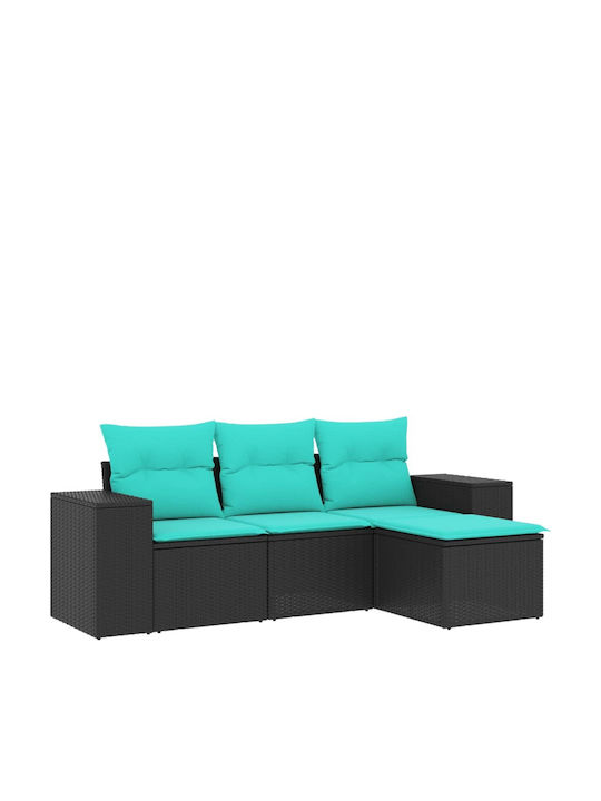 Outdoor Corner Sofa Rattan With Cushions 55x62x69cm