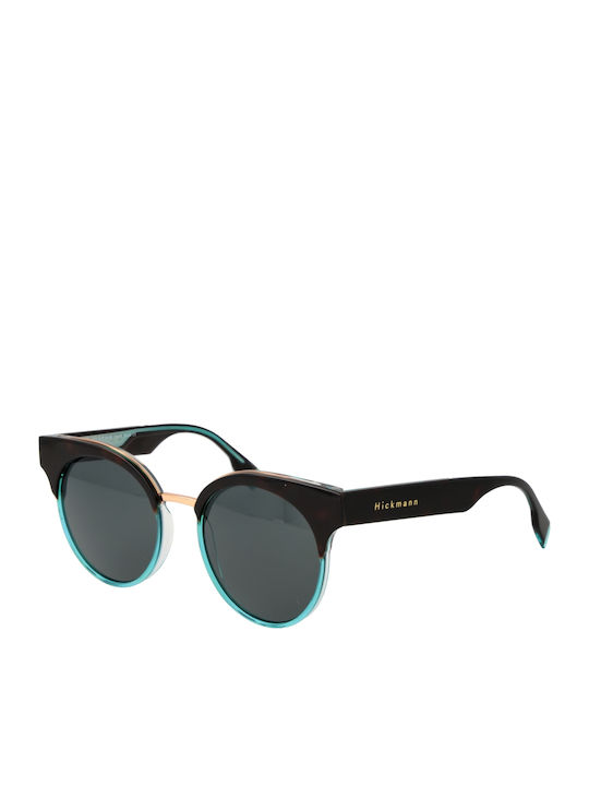 Women's Sunglasses with Brown Tartaruga Plastic Frame and Blue Lens