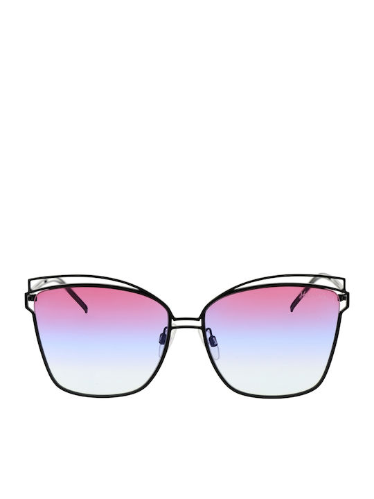 Ana Hickmann Women's Sunglasses with Black Metal Frame and Purple Gradient Lens HI3049 09B