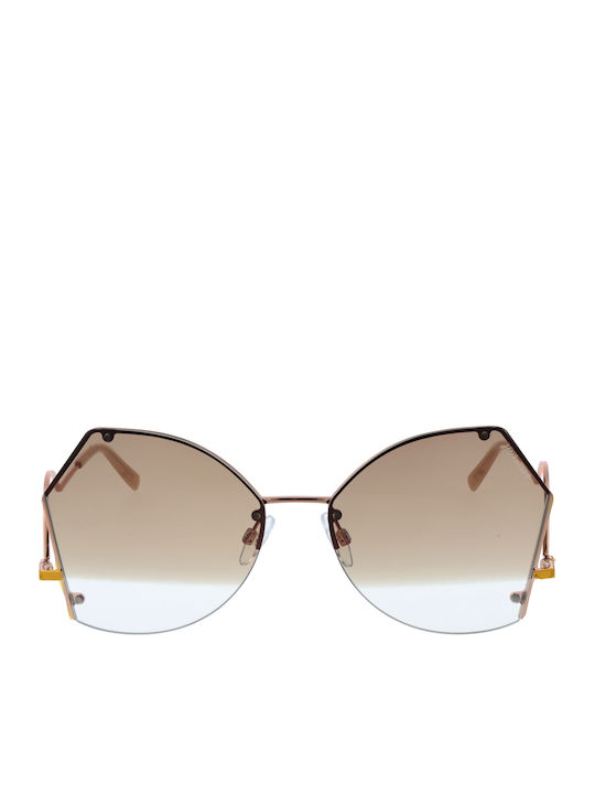Ana Hickmann Damentaschen Sonnenbrille mit Gold Metallischer Rahmen und Grauen Gläsern