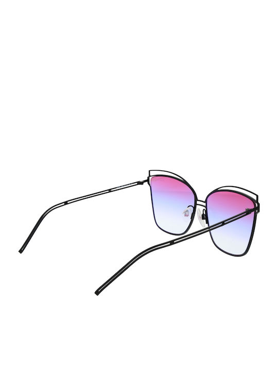 Ana Hickmann Women's Sunglasses with Black Metal Frame and Purple Gradient Lens HI3049 09B
