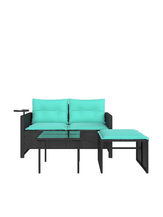 vidaXL Zweisitziges Outdoor-Sofa Rattan mit Kissen 55x55x38cm