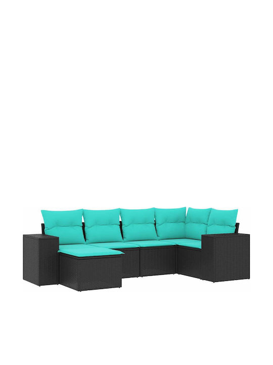 Outdoor Corner Sofa Rattan with Cushions 62x62x69cm