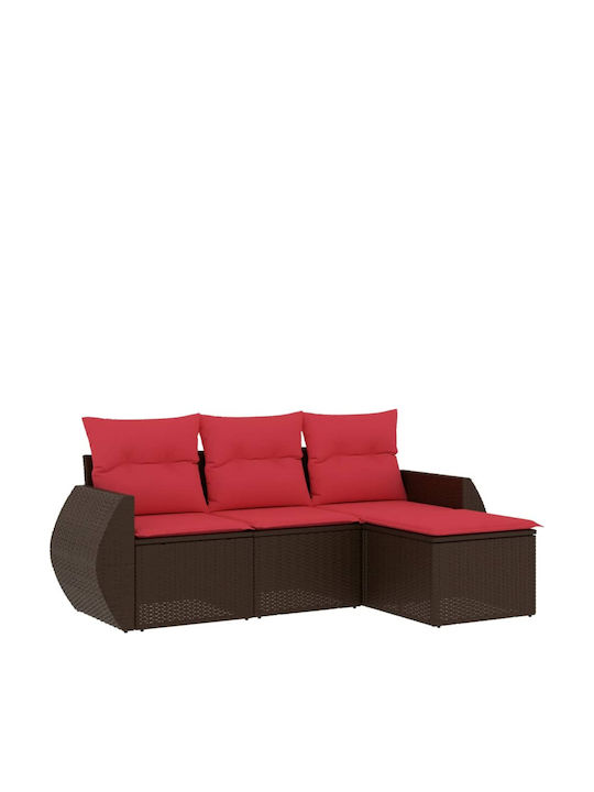 Outdoor Corner Rattan Sofa With Cushions 55x62x69cm
