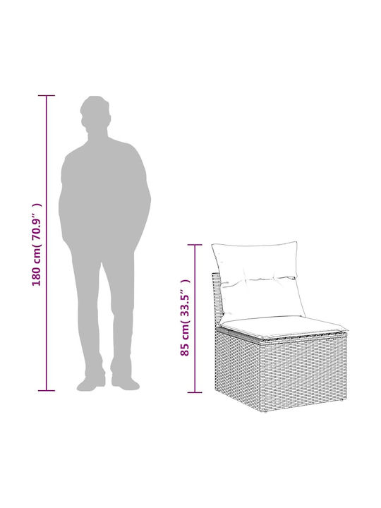 Outdoor Corner Sofa Rattan with Cushions 62x62x69cm