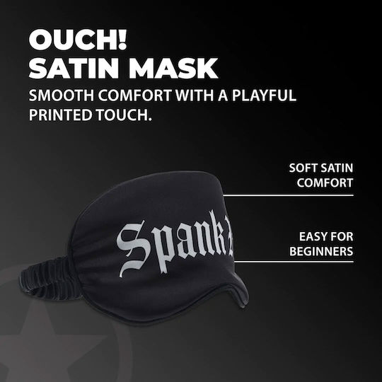 Shots Spank Me Printed Satin BDSM Μάσκα σε Μαύρο Χρώμα