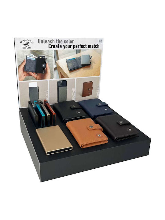 Δερμάτινο Ανδρικό Πορτοφόλι Καρτών με RFID Μπλε