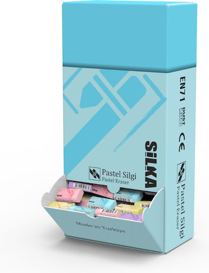 Silka Display Pencil Erasers 44x22x13.5mm 240pcs/display Silka Pastel Assorted
