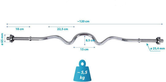 Eb Fit Bară încovoiată Φ25mm Lungime 120cm fără coliere