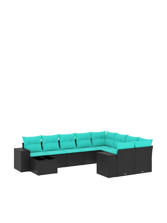 Outdoor Corner Sofa Rattan with Cushions 62x62x69cm
