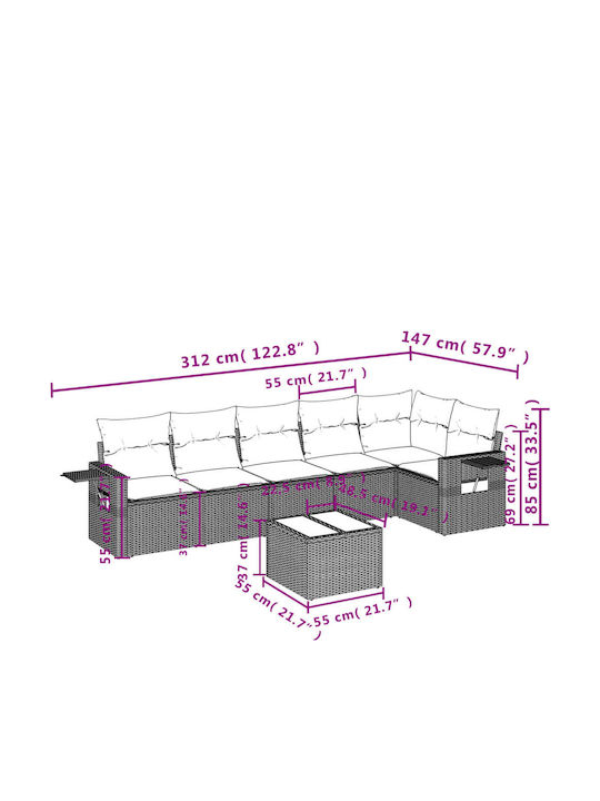Ecksofa Outdoor Rattan mit Kissen