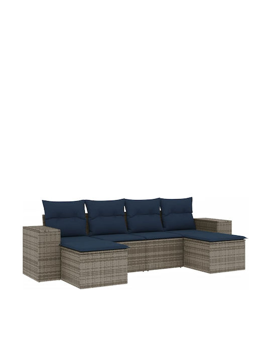 Canapea De Colț De Exterior Din Rattan Cu Perne 55x62x69cm