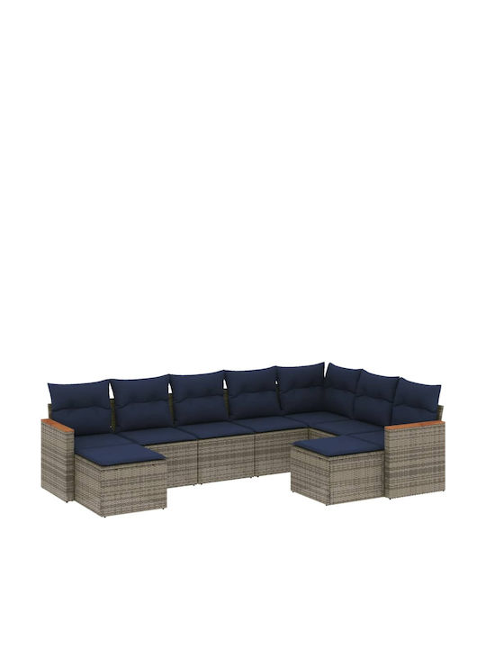 Ecksofa Outdoor Rattan mit Kissen 62x62x69cm