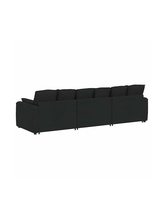 Vier Sitzer Schwarzer Sofa 324x105x64cm