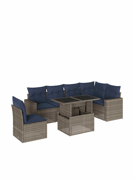 Garten- und Outdoor-Möbelsets Typsatz Wohnzimmer 7 Stück Grau mit Kissen