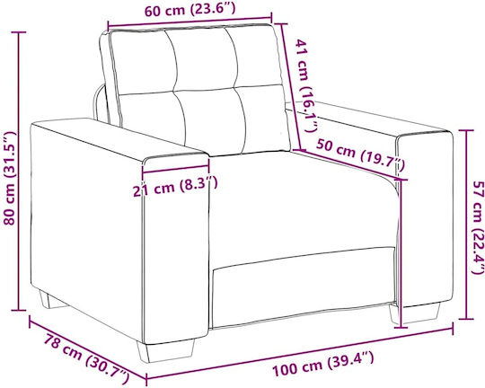 Burgundischer Sessel 100x78x80cm