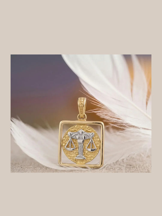 Hängendes Charm Tierkreiszeichen Waage aus 9K Gold