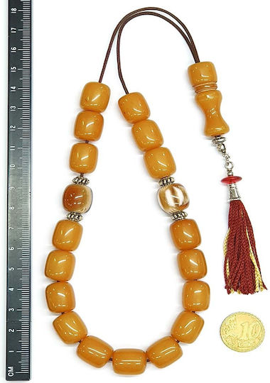 Roloi Komboloi Worry Beads with 19 Resin Beads Length 35cm Yellow