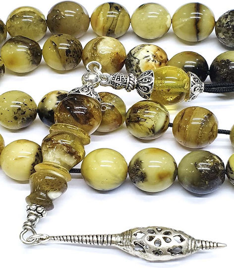Roloi Komboloi Worry Beads with 33 Amber Beads Length 40cm Multicolour