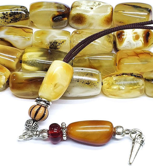 Roloi Komboloi Worry Beads with 19 Amber Beads Length 34cm Multicolour