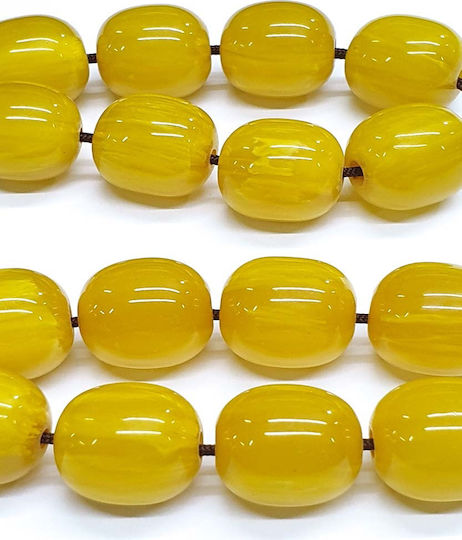 Roloi Komboloi Worry Beads with 17 Beads Made of Mastic Length 36cm Yellow