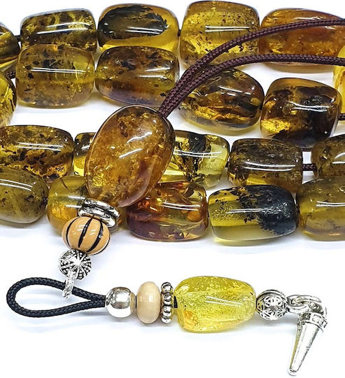Roloi Komboloi Worry Beads with 25 Amber Beads Length 33cm Multicolour