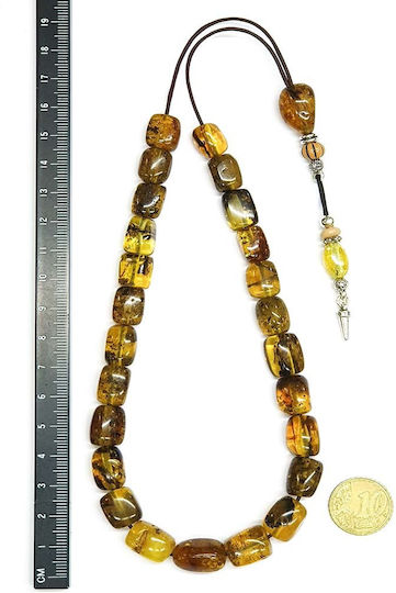 Roloi Komboloi Worry Beads with 25 Amber Beads Length 33cm Multicolour