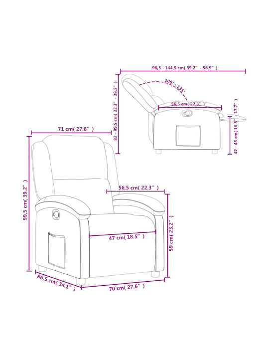 Scaun De Relaxare Relaxează-Te Cu Puf Din Piele Naturală Crem 70x86.5x99.5cm