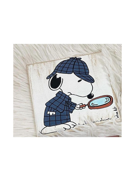 Untersetzer Hölzernes Ντετέκτιβ Snoopy 10x10cm 2Stück