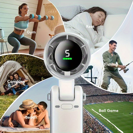 Ventilator Pliabil Portabil Cu Ecran Hd Reglabil Usb-c Reîncărcabil 5 Viteze Pentru Călătorii În Aer Liber