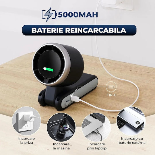 Ventilator Pliabil Portabil Cu Ecran Hd Reglabil Usb-c Reîncărcabil 5 Viteze Pentru Călătorii În Aer Liber