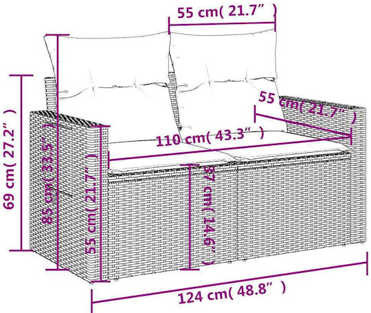 Set Cameră De Zi Pentru Exterior 7 Piese Maro Cu Perne