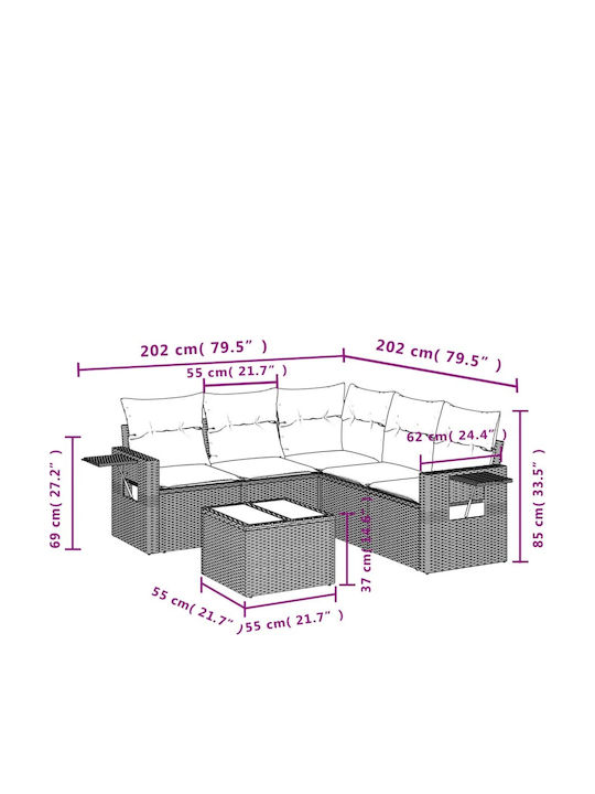 Set Camera De Zi Exterior 6 Piese Gri Cu Perne