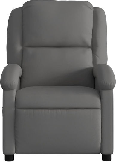 Relax Sessel mit Fußhocker aus Echtem Leder Graue 71x86.5x99.5cm