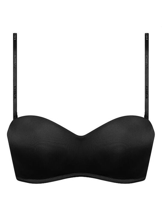 Μαύρο Strapless Σουτιέν Push Up χωρίς Μπανέλες