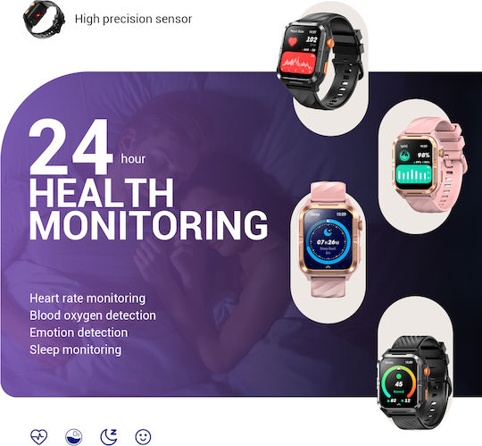 BlackView W10 Pro 46mm Smartwatch with Heart Rate Monitor Pink