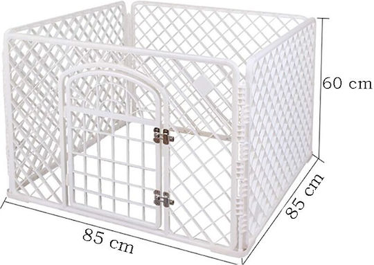 Parc pentru Câini din Plastic de Culoare Albă 85 x 85 x 60 cm