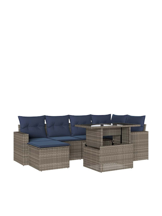 Set Cameră De Zi Pentru Exterior 7 Piese Gri Cu Perne