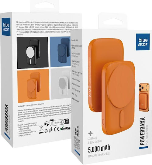 Blue Star DG-P8 MagSafe Power Bank 5000mAh 20W with USB-C Power Delivery Port Orange