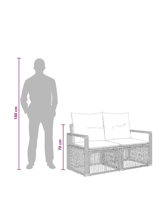 Τριθέσιος Καναπές Εξωτερικού Χώρου Rattan 61x62x70cm