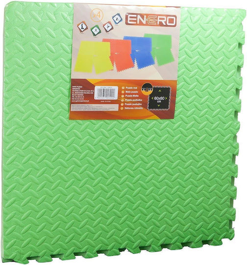 Enero Δάπεδα Παζλ Γυμναστηρίου Πράσινα 60x60cm 4τμχ