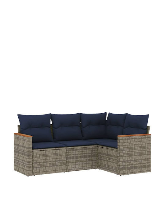 Canapea De Colț Pentru Exterior Din Rattan Cu Perne 62x62x69cm