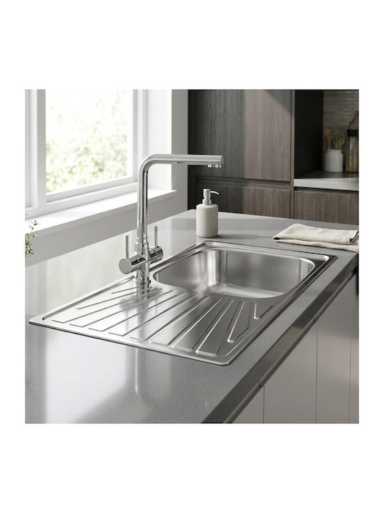 Sanitec Cometa Satin Finish Drop-In Inox Kitchen Sink Silver 100x50cm