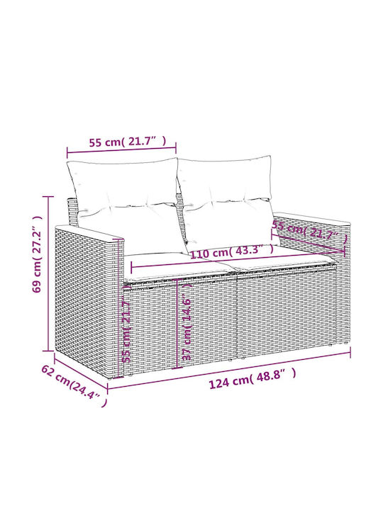 Canapea De Colț Pentru Exterior Din Rattan Cu Perne 55x62x69cm