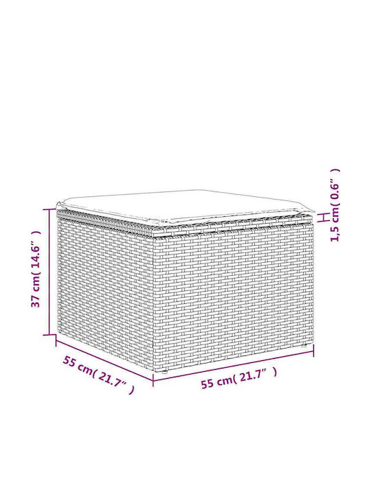Ecksofa Outdoor Rattan mit Kissen 55x62x69cm