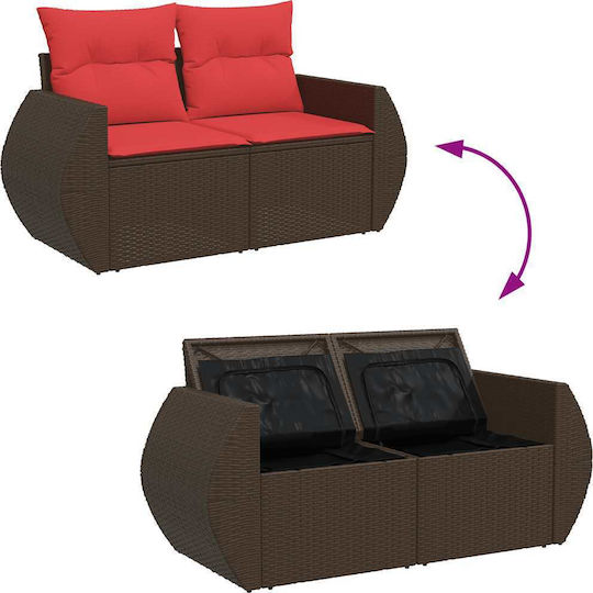 vidaXL Garden & Outdoor Furniture Set Living Room 7 Pieces Brown with Pillows